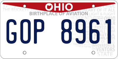 OH license plate GOP8961