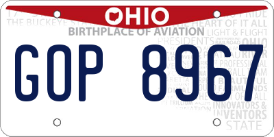 OH license plate GOP8967