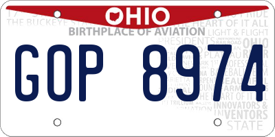 OH license plate GOP8974