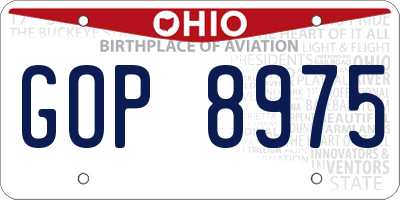 OH license plate GOP8975