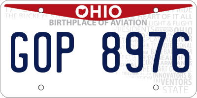 OH license plate GOP8976