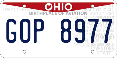 OH license plate GOP8977