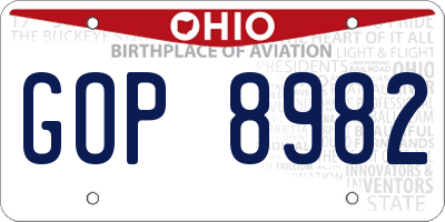 OH license plate GOP8982