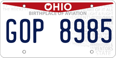 OH license plate GOP8985