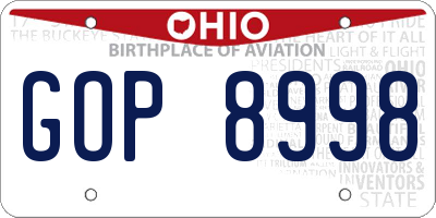 OH license plate GOP8998