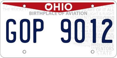 OH license plate GOP9012