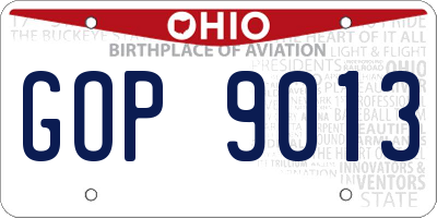 OH license plate GOP9013