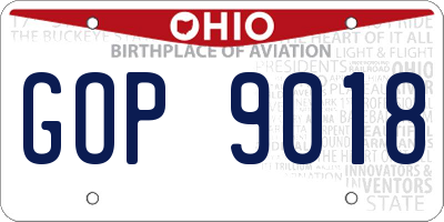 OH license plate GOP9018
