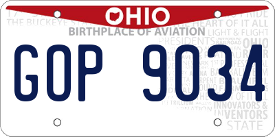 OH license plate GOP9034