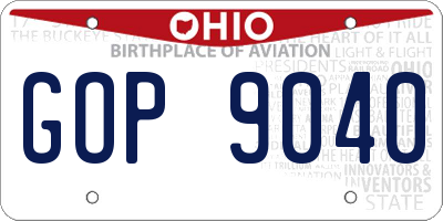 OH license plate GOP9040