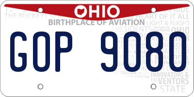 OH license plate GOP9080