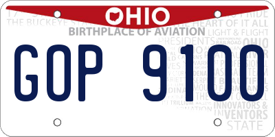OH license plate GOP9100