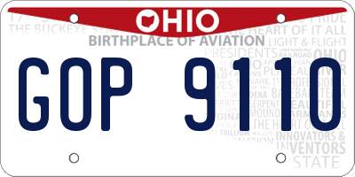 OH license plate GOP9110