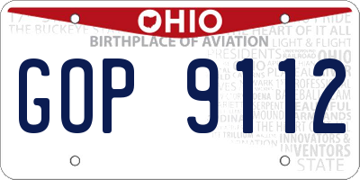 OH license plate GOP9112