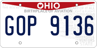 OH license plate GOP9136