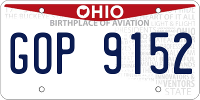 OH license plate GOP9152
