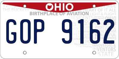 OH license plate GOP9162