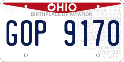 OH license plate GOP9170