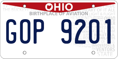 OH license plate GOP9201