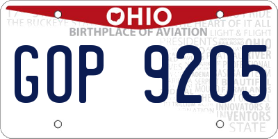 OH license plate GOP9205