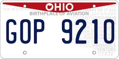 OH license plate GOP9210