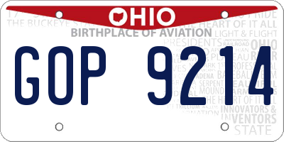 OH license plate GOP9214