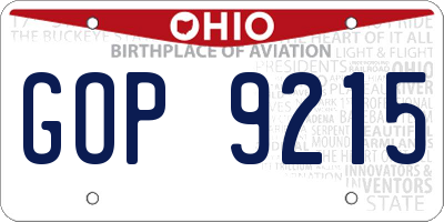 OH license plate GOP9215