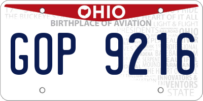 OH license plate GOP9216
