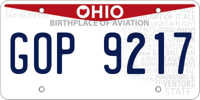 OH license plate GOP9217