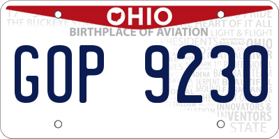 OH license plate GOP9230