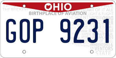OH license plate GOP9231
