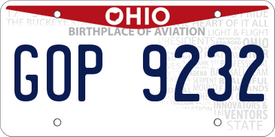 OH license plate GOP9232