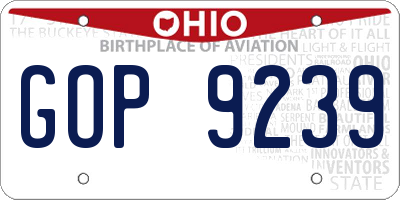 OH license plate GOP9239