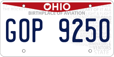 OH license plate GOP9250