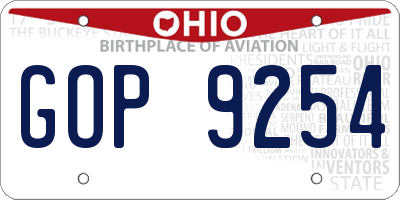 OH license plate GOP9254