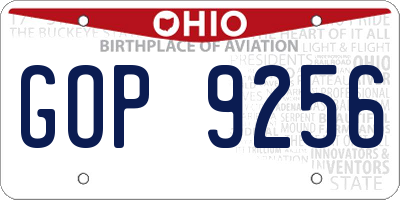 OH license plate GOP9256