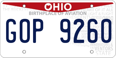 OH license plate GOP9260