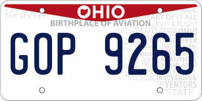 OH license plate GOP9265