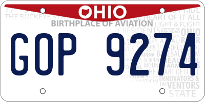 OH license plate GOP9274