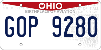 OH license plate GOP9280