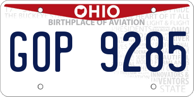 OH license plate GOP9285