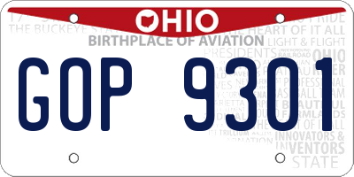 OH license plate GOP9301