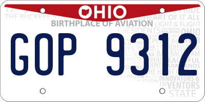 OH license plate GOP9312
