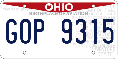OH license plate GOP9315