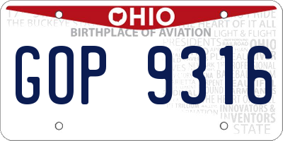 OH license plate GOP9316