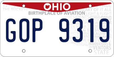 OH license plate GOP9319
