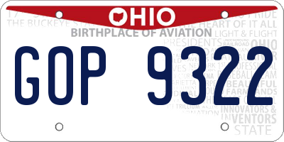 OH license plate GOP9322