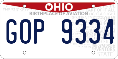 OH license plate GOP9334