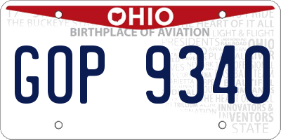 OH license plate GOP9340