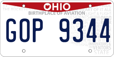 OH license plate GOP9344